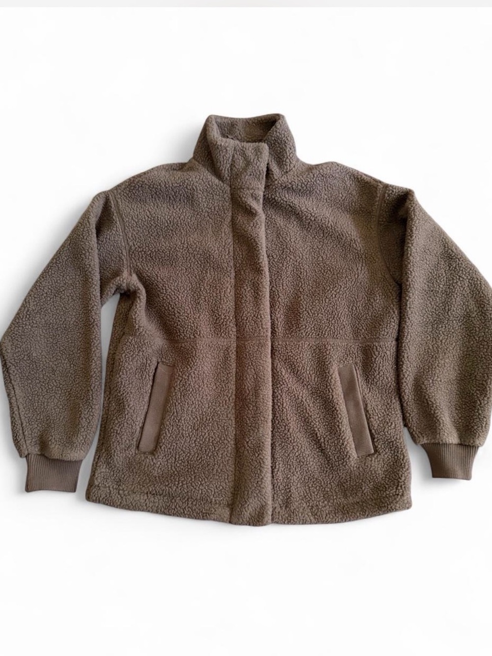Mondetta Women's Taupe Teddy Sherpa Zip Jacket